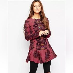 Free People Smooth Talker Tunic In Mirrored Tile Print Small